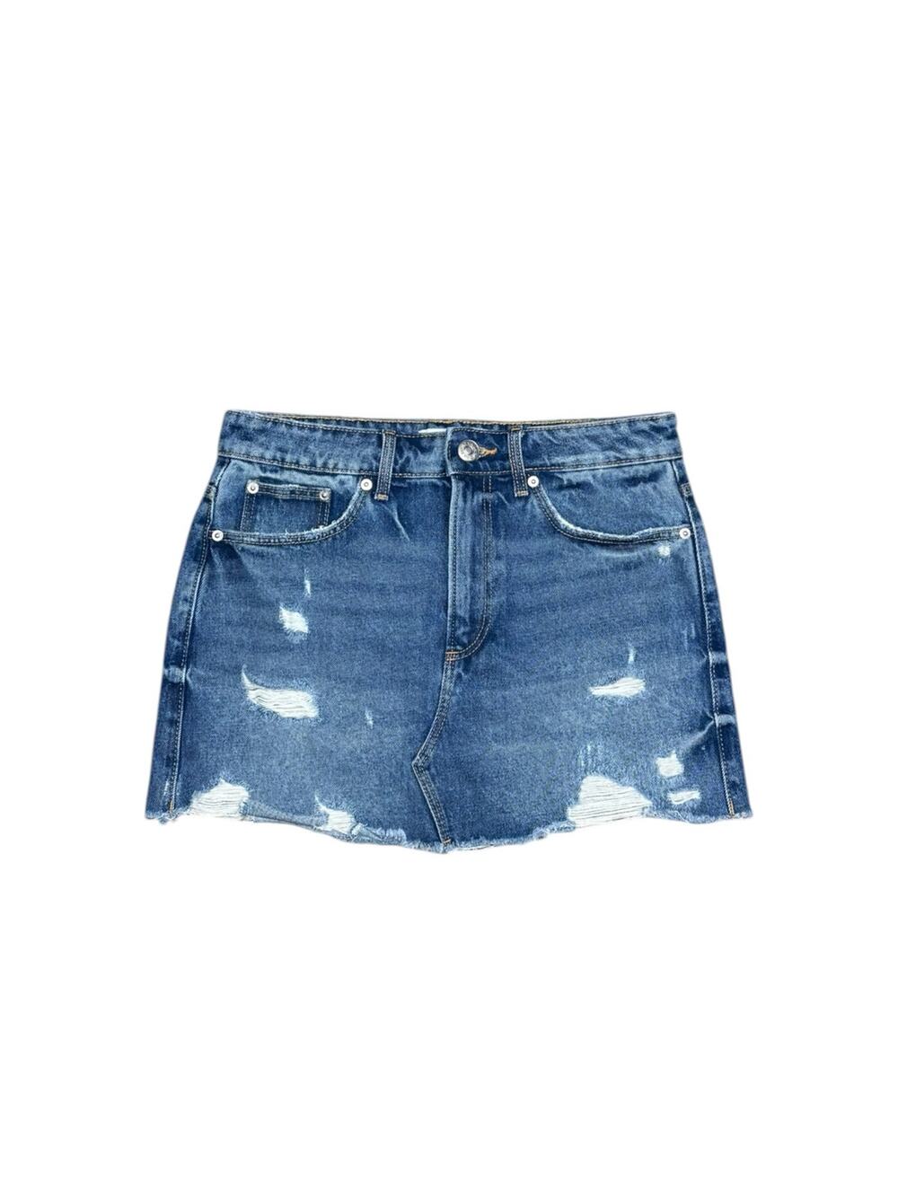 Zara y2k 00s Distressed Denim Mini Skirt Size Medium